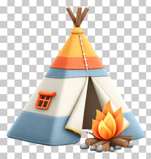 Camping Tent With Bonfire - Colorful Tent With Campfire PNG