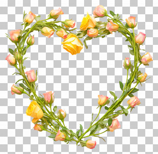Heart Shaped Wreath - Heart-Shaped Rose Floral Design PNG