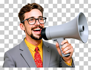 Businessman Shouting With Megaphone - Man In Suit With Megaphone PNG