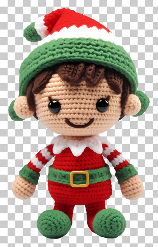 Santa Claus Doll - Adorable Crocheted Christmas Elf Doll PNG