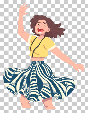 Woman Laughing - Joyful Dancing Woman In Skirt PNG
