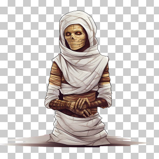 Halloween Skeleton - Ancient Wrapped Mummy Character Design PNG