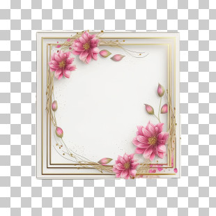 Pink Flower Frame
 - Elegant Floral Frame With Pink Flowers PNG