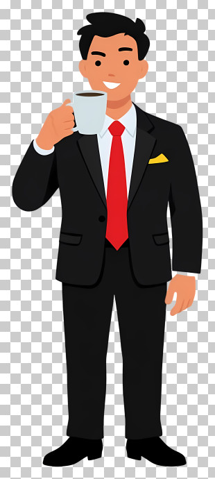 Businessman Holding Coffee - Businessman Enjoying Coffee PNG