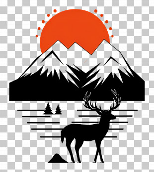 Deer Logo - Deer Silhouette With Mountains PNG