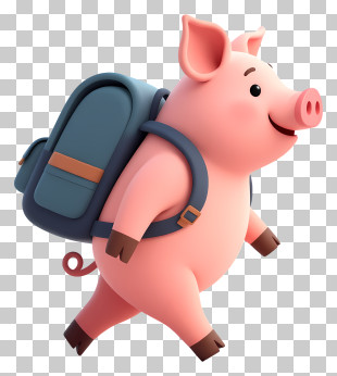 Backpack Pig Going On Adventure PNG