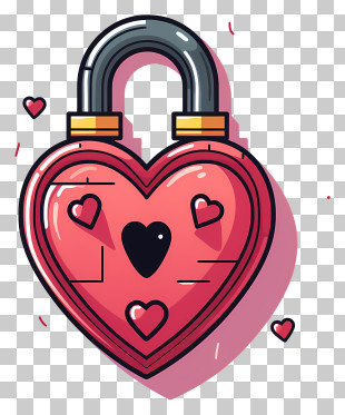 Key - Heart-Shaped Padlock Illustration PNG
