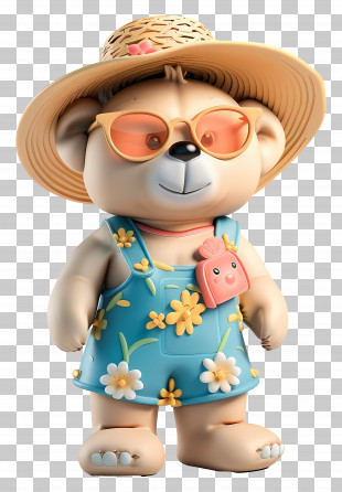 Summer - Cute Bear In Summer Dress PNG