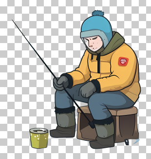 Flat Ice Fishing - Person Ice Fishing In Winter PNG