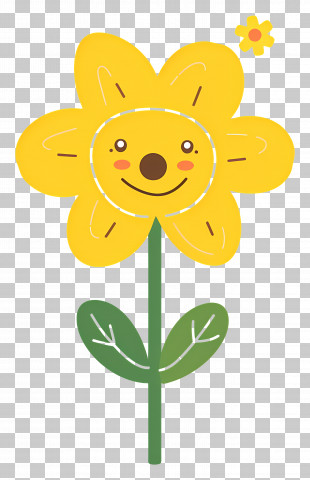 Flower Emoji - Yellow Cartoon Smiley Flower Illustration PNG