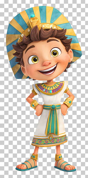 Cheerful Cartoon Pharaoh - Smiling Little Pharaoh Boy PNG