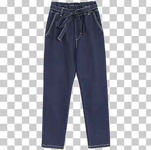 Blue Denim Waist Jeans Trousers PNG