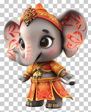 Kawaii Elephant - Elephant In Traditional Costume PNG