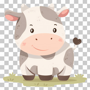 Cute Baby Cow - Cute Cartoon Cow PNG