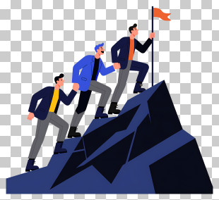 Business Team Climbing Mountain PNG