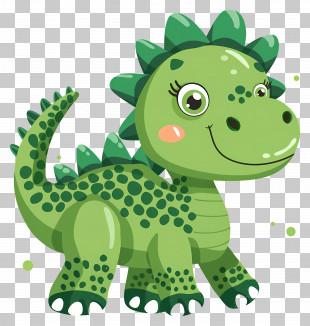 Cartoon Dinosaur - Green Dinosaur Cartoon Illustration PNG