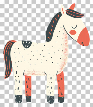 Horse Outline - Cartoon Horse With Spotted Body PNG
