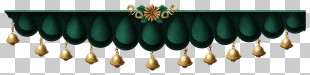 Scalloped Christmas Banner - Green Scalloped Valance With Bells PNG