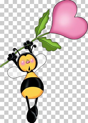Honey Bee Flower Heart PNG