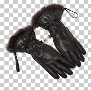 Glove Fur Leather Lining Skiing PNG