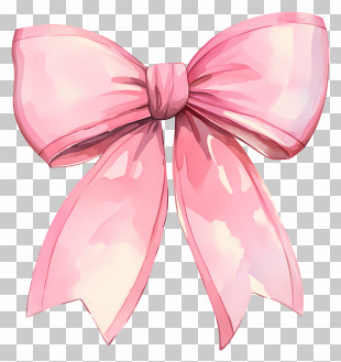 Pink Bow - Pink Bow Illustration With Ribbon Details PNG