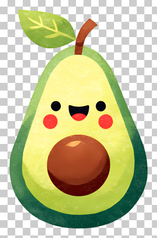 Kawaii Avocado - Cute Smiling Avocado Cartoon PNG