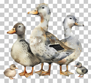 Ducks - Duck Family Illustration PNG