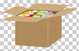 Box - Cardboard Box Filled With Different Items PNG