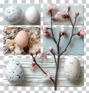 Easter Eggs - Egg And Blossom Spring Arrangement PNG