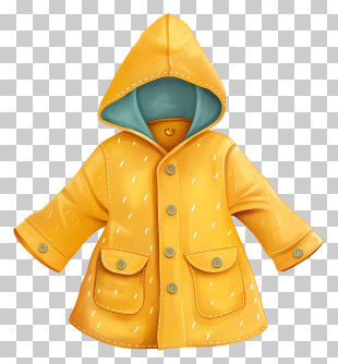 Raincoat - Yellow Hooded Raincoat Illustration PNG