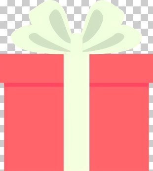 Present - Red Gift Box With Green Ribbon PNG
