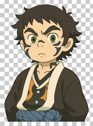 Kaigaku - Serious Anime Boy With Face Tattoos PNG