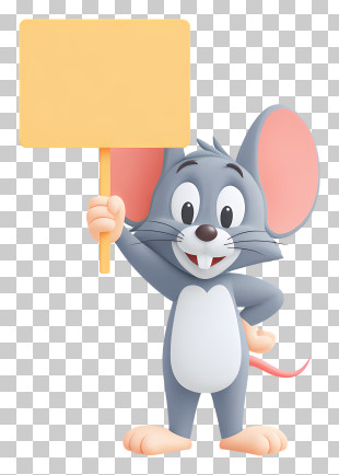 Mouse Holding Placard - Cartoon Mouse With Sign PNG