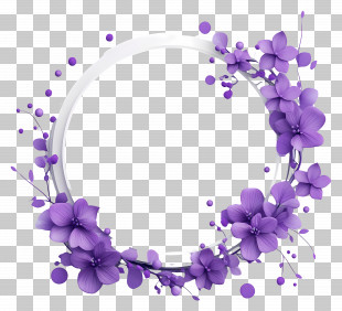 Circle Frame - Purple Floral Wreath Decoration PNG