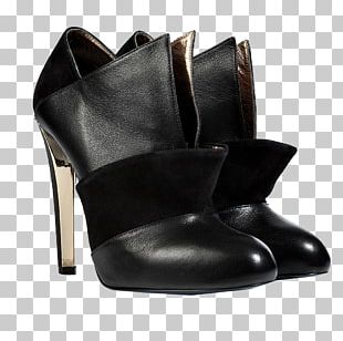 Leather Boot Shoe Pump Black M PNG