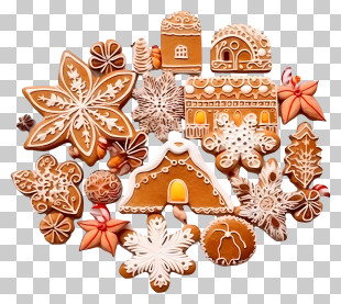Flat Gingerbread Decoration - Beautiful Gingerbread Cookies And Houses For The Holiday Season PNG