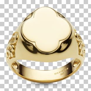 Pinky Ring Gold Engraving Silver PNG