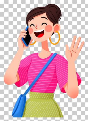 Woman Talking On Phone - Happy Woman Talking On Phone PNG