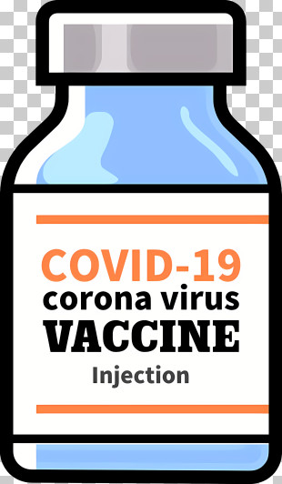 Coronavirus Vaccine - COVID-19 Vaccine Bottle Illustration With Text Labels PNG