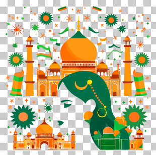 Indian - Taj Mahal With Indian Elements PNG