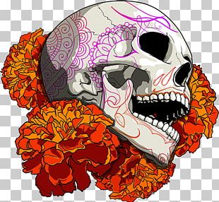 Calavera Skull Flower Day Of The Dead PNG, Clipart, Art, Bone ...