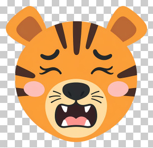 Tiger Emoji - Angry Tiger Face With Roar PNG