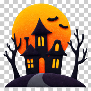 Spooky Midnight - Silhouette Haunted House At Night PNG