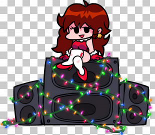 Girlfriend - Girl Sitting On Speakers With Lights PNG