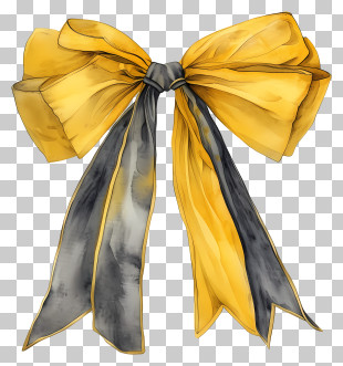 Bow - Yellow And Black Decorative Bow PNG
