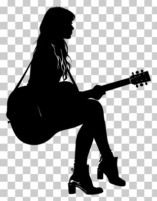 Guitar Player - Silhouette Of A Woman Playing Guitar PNG