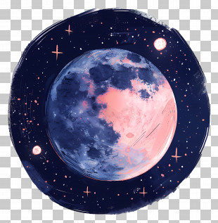 Planet - Artistic Moon Illustration With Stellar Background PNG