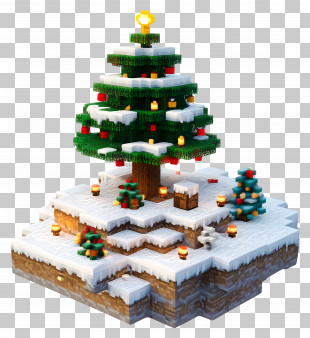 Christmas Minecraft - Pixel Christmas Tree With Snow PNG