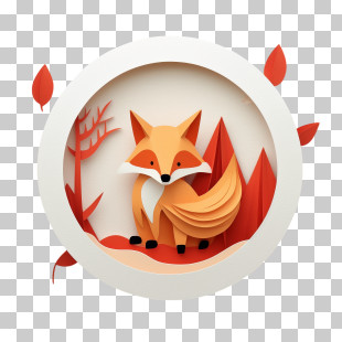 Fox
 - Paper Art Fox In A Forest Scene PNG