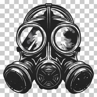 Gas Mask - Black And White Gas Mask Illustration For Safety Concept PNG